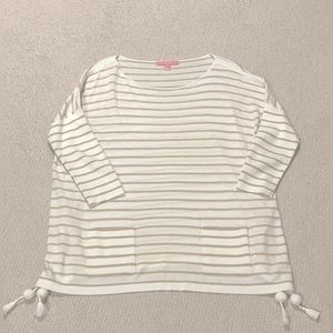 Lilly Pulitzer M Elba Coolmax Sweater In Coconut Coastal Shell Stripe - EUC